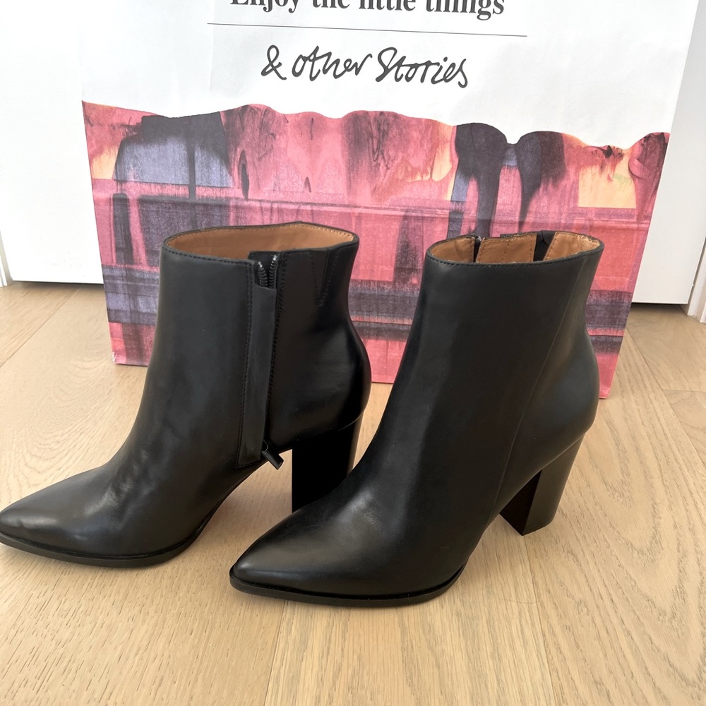 And & other Stories Leather New Never Worn Black Boots